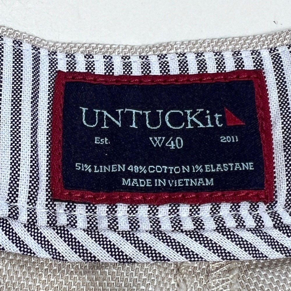 UNTUCKit St Julien Shorts Mens 40 Tan Linen Blend Chinos Casual Summer Preppy - Picture 4 of 11